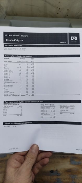 Drukarka HP P4015N laserowa sieć NISKI PRZEBIEG / oryginalny toner