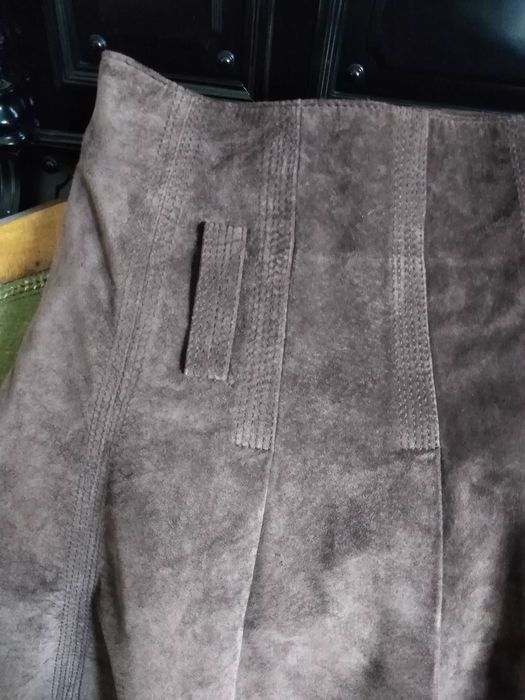 r. 36-38 S M Promod spódnica zamszowa, skóra, zamsz