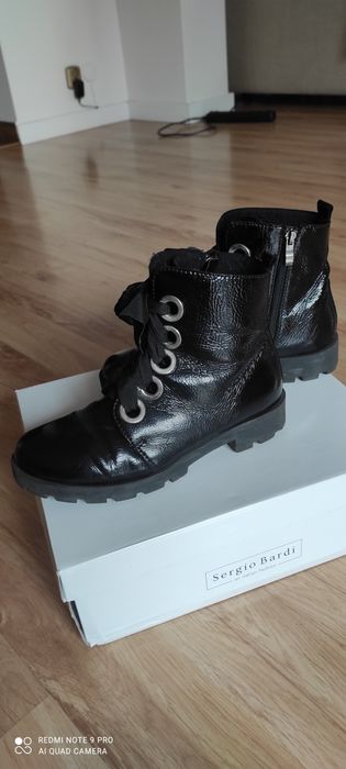 Botki workery  zimowo jesienne r. 38 Sergio Bardi skóra naturalna laki