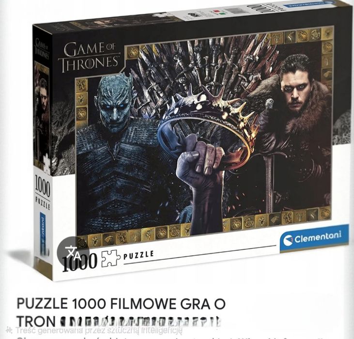 Puzle 1000 Gra o Tron. Game of thrones. Nowe