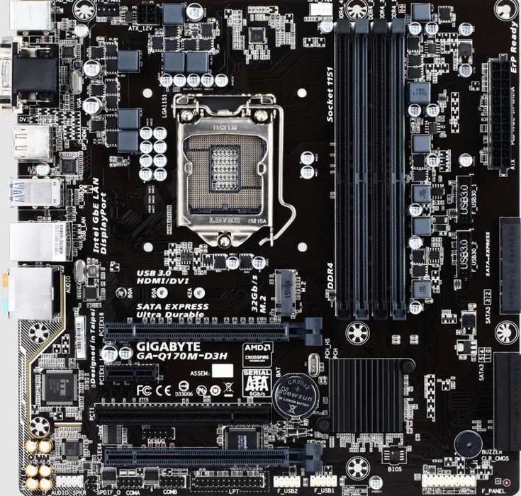 Материнська плата s1151 GIGABYTE GA-Q170M-D3H | 4*DDR4 | M.2 | Ref