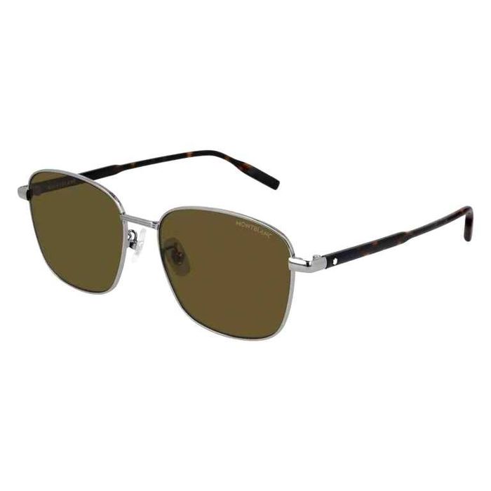 Okulary przeciwsłoneczne Montblanc Sunglasses MB0137SK 58 17-150 / 004 Brązowe Ciemne Tiger Ochrona UV Made in Italy MAN METAL Oryginalne !