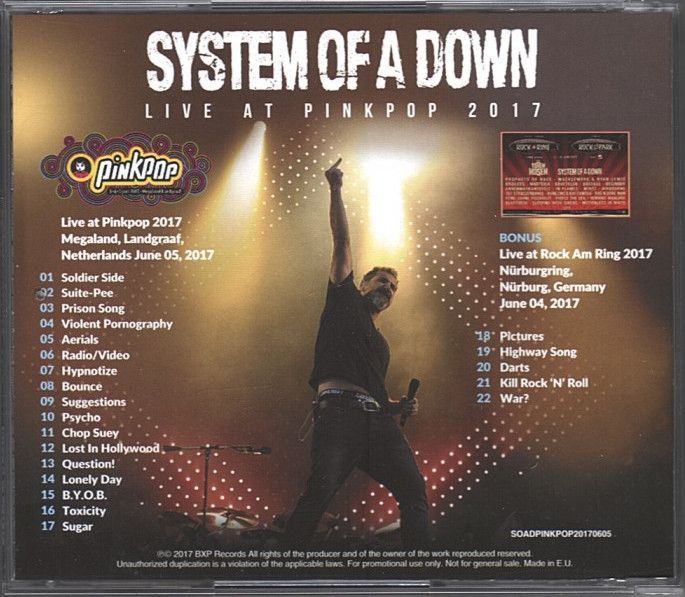 SYSTEM OF A DOWN - Live At Pinkpop 2017 CD [EU]
