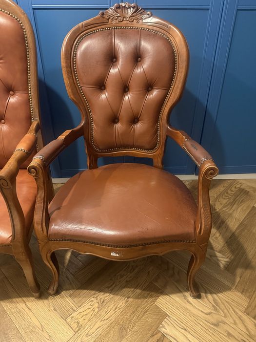 Fotel ludwikowski antyk skora