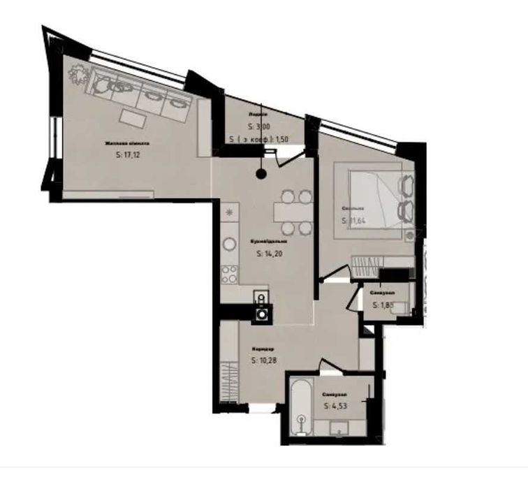 Продаж 2 кім. кв , 61,1 м.кв. , ЖК AurA ( АУРА ), вул. Бузкова, 2 - Вид 2