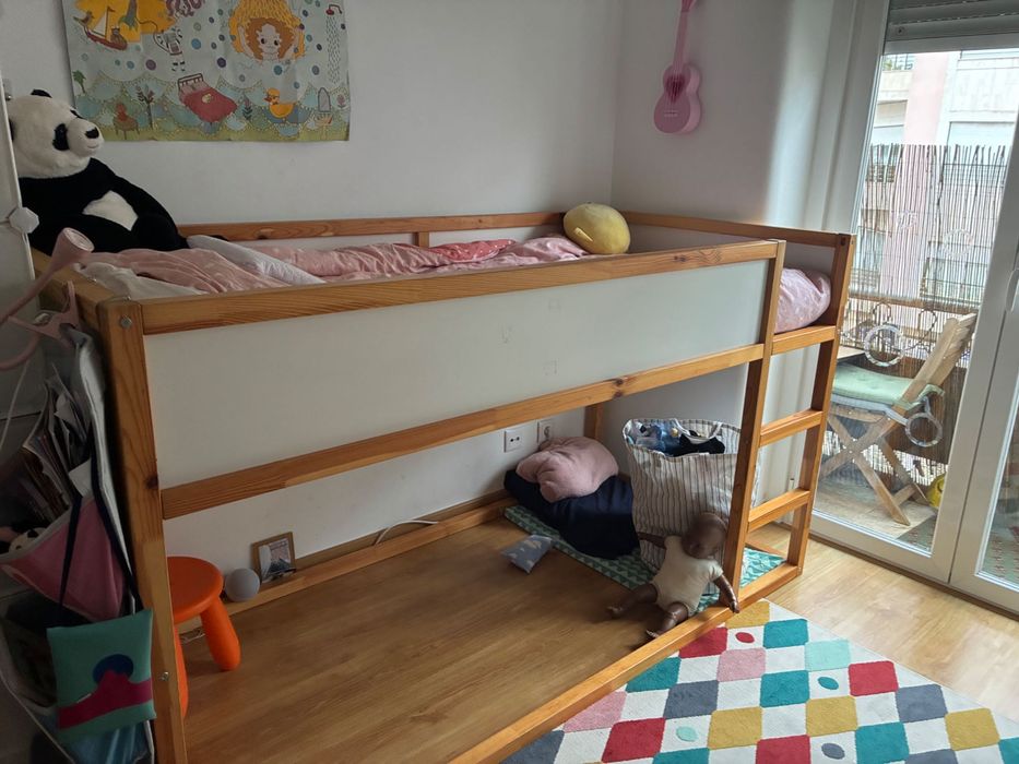 Beliche KURA Cama reversível, branco/pinho, 90x200 cm