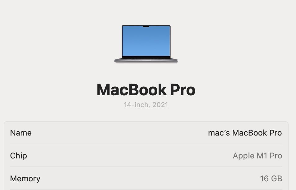 MacBook Pro 14’ 2021 M1 Pro 16Gb 1TB SSD 90%