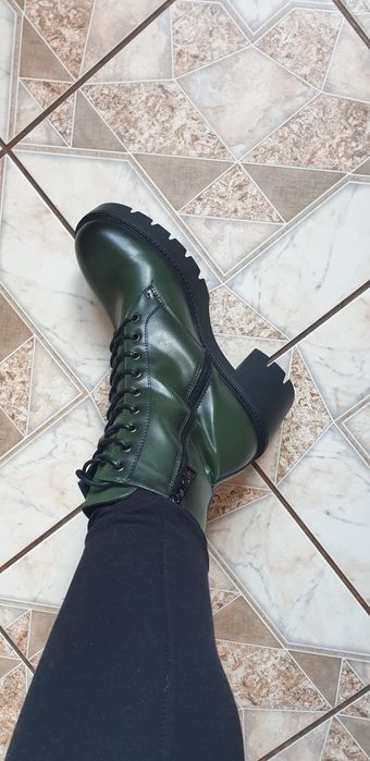 Botki damskie butelkowa zieleń