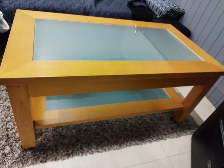 Mesa de centro madeira/vidro