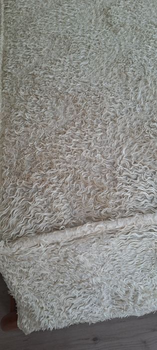 Colcha de pelo beje antiga, anos 70 220x200cm