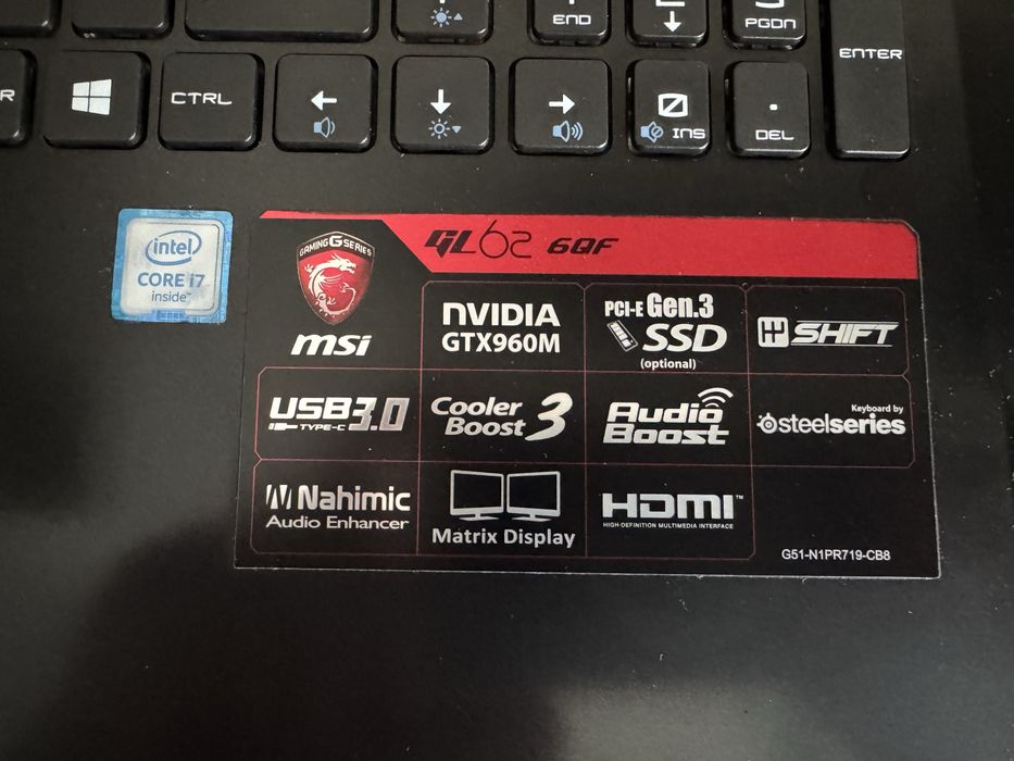 MSI GAMING G SERIES (GL62 6QF)