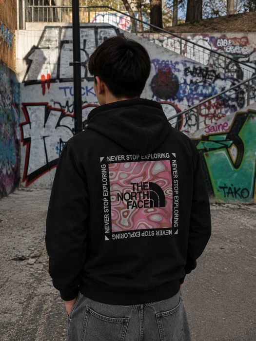Толстовка The North Face PinkBox • Худи Черное TNF Базовое • XS-XXL
