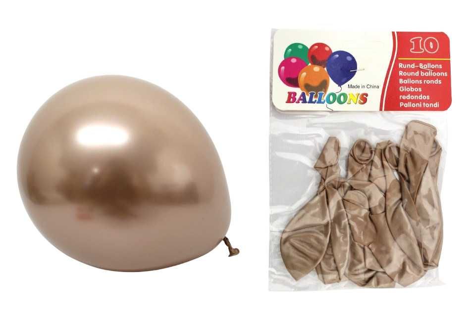 Balony lateksowe 10-calowe metalizowane RÓŻOWE ZŁOTO 10 szt ok. 25 cm