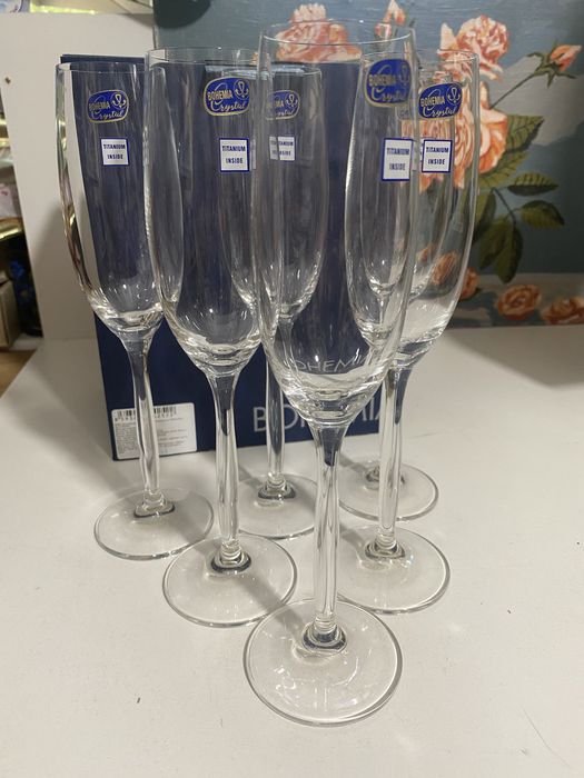 Бокали для шампанського вина нові Богемія кришталеві