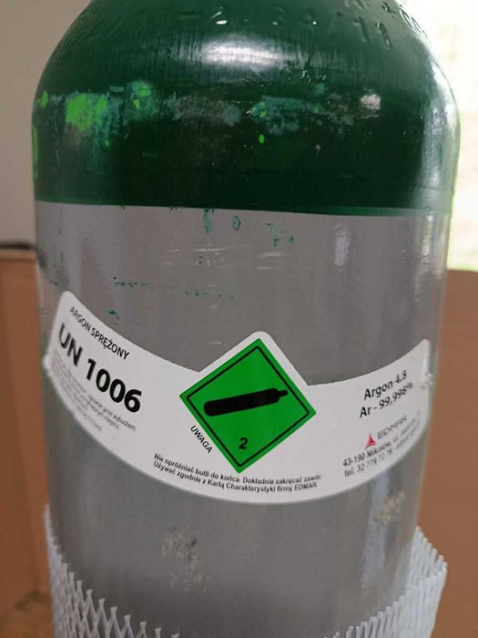 Butla Argon nowa pełna Ar 99,998% do spawania MIG TIG gotowa do użycia