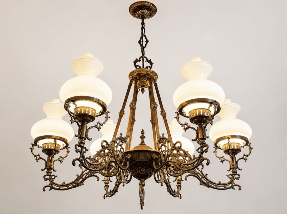 Wisząca lampa mosiezna - stara lampa antyk vintage lampa wiktorianska retro lampa