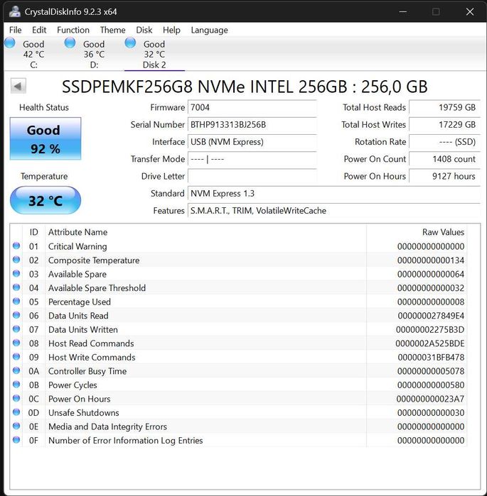 OKAZJA! Dysk Intel 600p M.2 NVMe 256Gb.