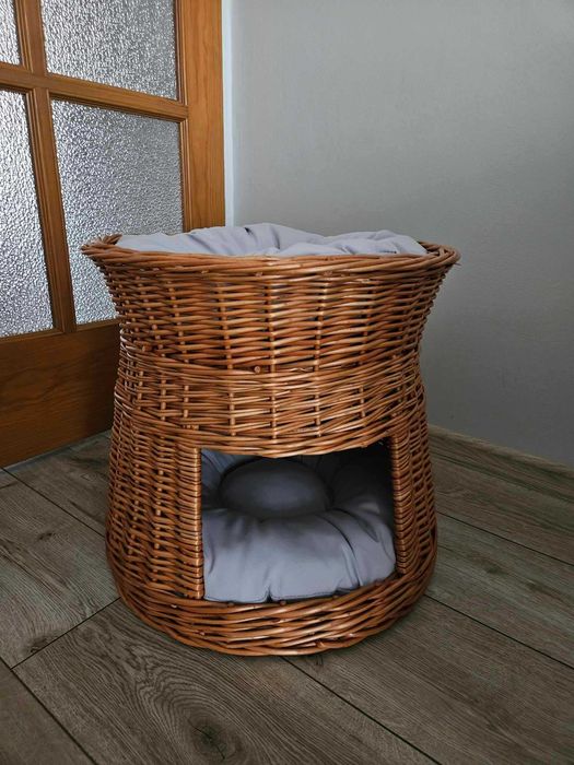 Wiklinowa budka dla kota domek psa legowisko 52 cm x 37 cm