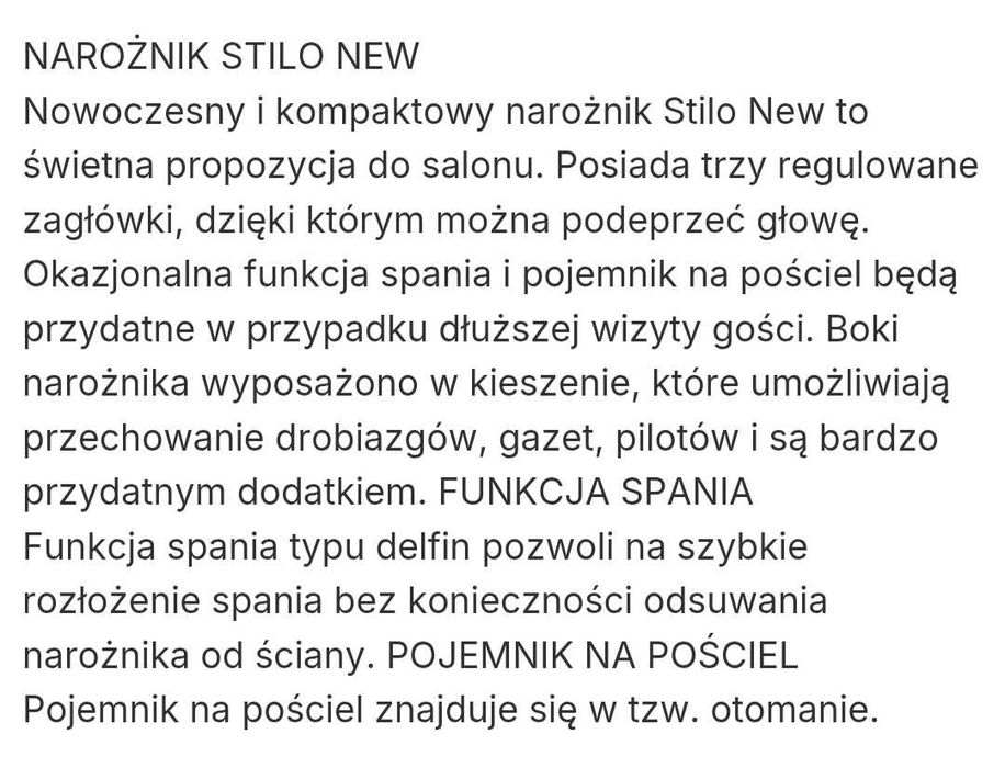 Narożnik Stilo New Rozkładany