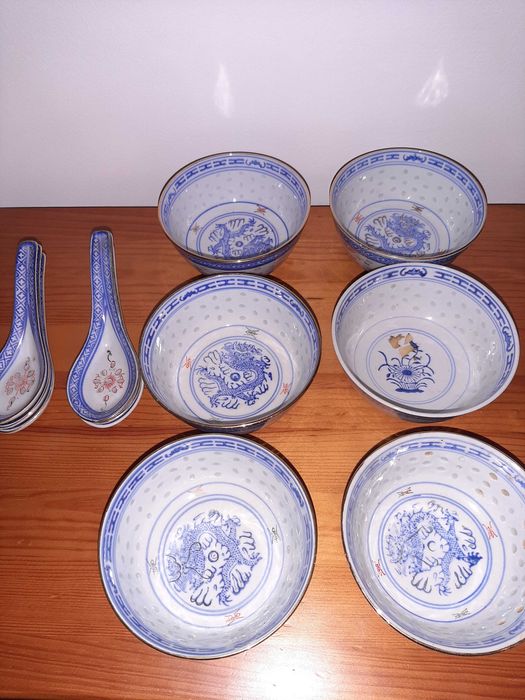 Conjunto de 6 taças de arroz chinesas bago de arroz