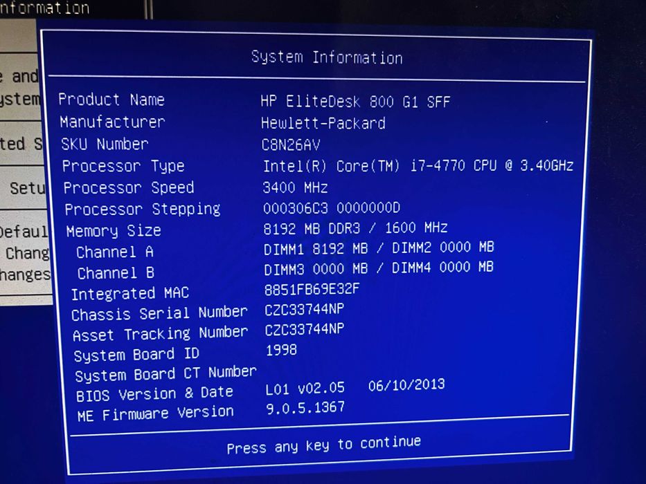 Komputer HP EliteDesk 800 G1 SFF i7 8GB SSD 240