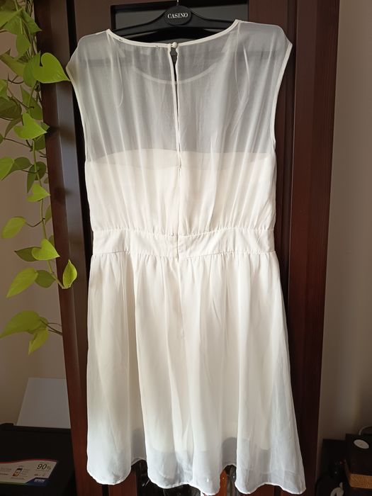 Sukienka elegancka wizytowa 40 42 L biała studniówka wesele