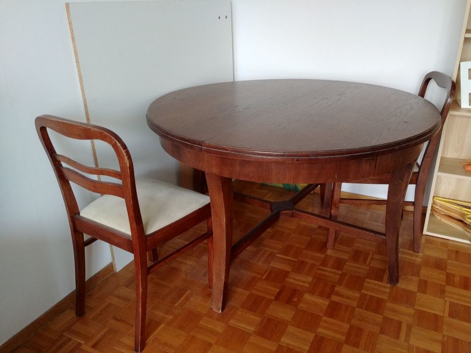 Meble stół, krzesła Art Deco drewniany