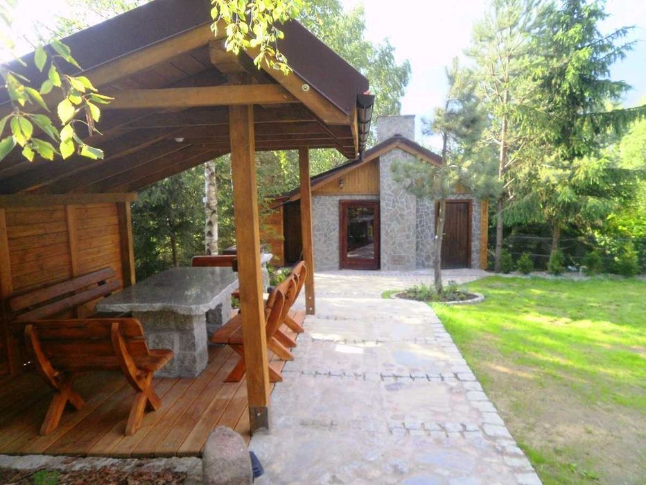 willa nad jeziorem piękny teren własna plaża pomost łódka sauna