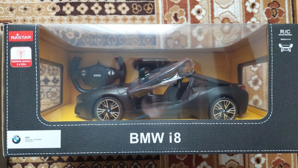 Rastar, BMW i8, czarny, samochód zdalnie sterowany, 1: 14, nowy