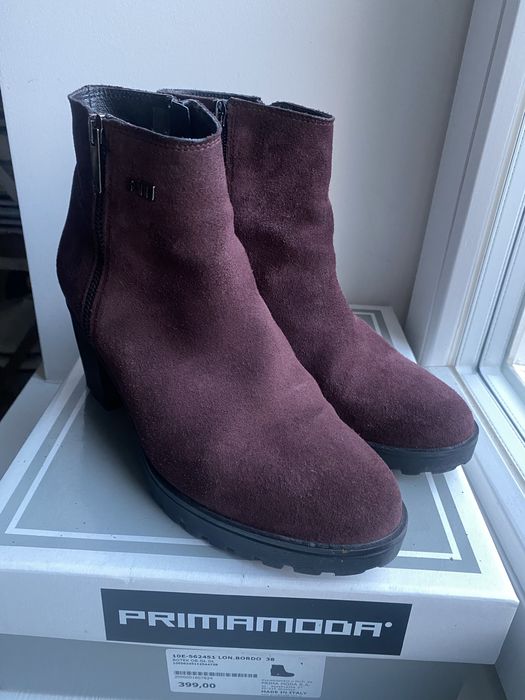 Bordowe botki Primamoda 38