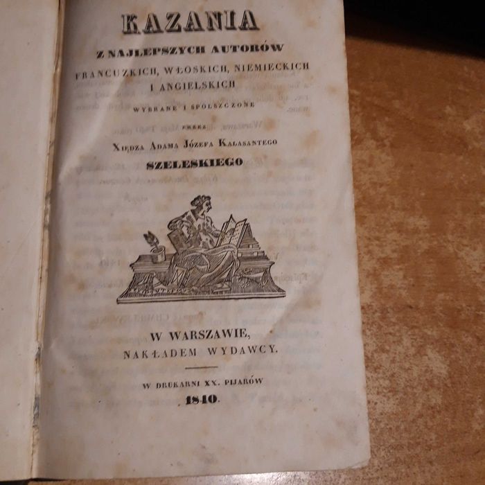 KAZANIA z Najlepszych Autorów - WARSZAWA  1840, psk., bdb stan