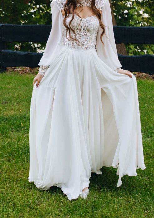 Suknia ślubna boho romantyczna kwiatki