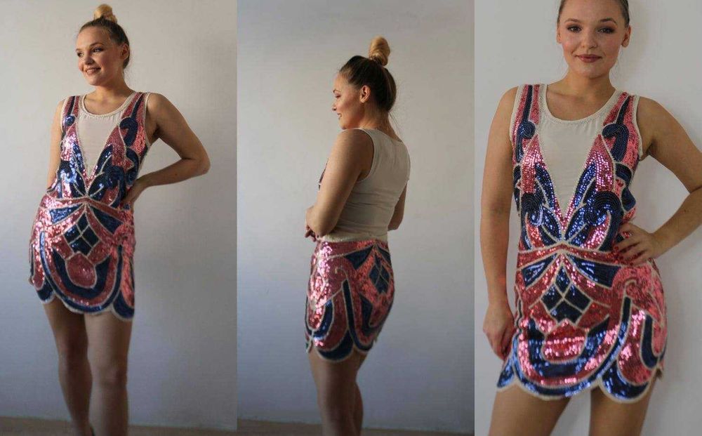 sukienka  z cekinami disco lata 70te vintage