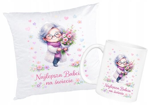 Zestaw Prezentowy Kubek i Poduszka dla Babci