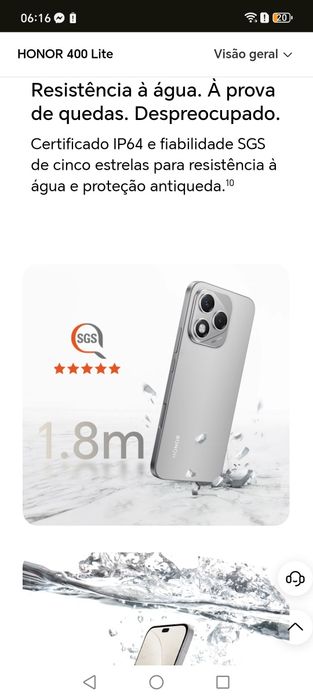 Honor 400 novo 16gb/256 rom/a prova de água/factura e garantia