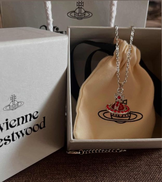 Кулон Red Orb Vivienne Westwood / Ланцюг на шию червоний унісекс