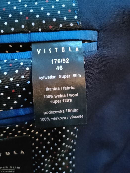 Wełniany garnitur super slim Vistula 176/92 46