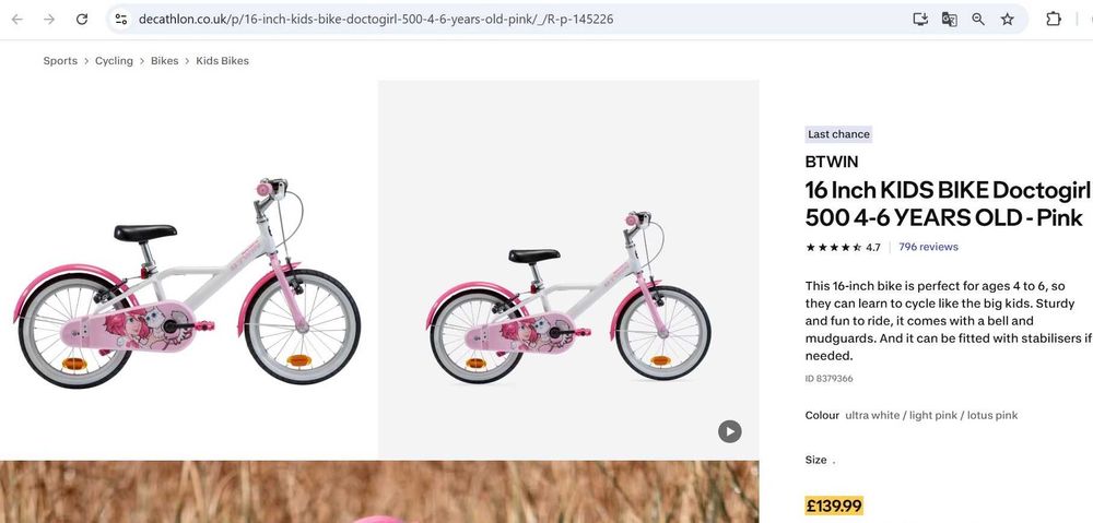 Bicicleta para criança 16'' (4-6 anos)
