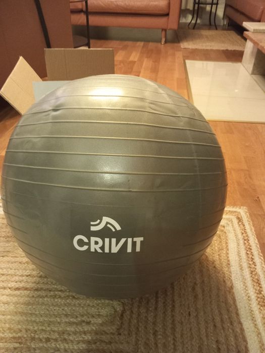 Miękka piłka do ćwiczeń Crivit 65 cm szara