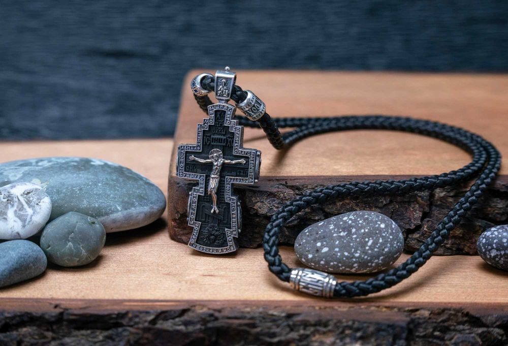 Крест эбеновое дерево, серебро 925 пробы