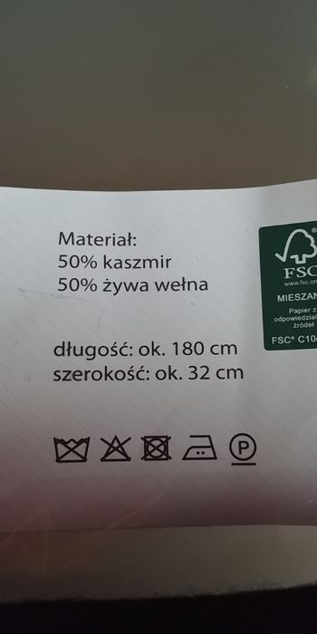 Ekskluzywny Szal Męski z kaszmiru 180/32