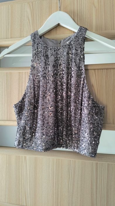 Top bluzka cekiny silver h&m S