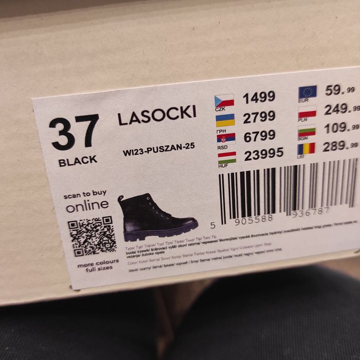 Trzewiki botki wiązane Lasocki