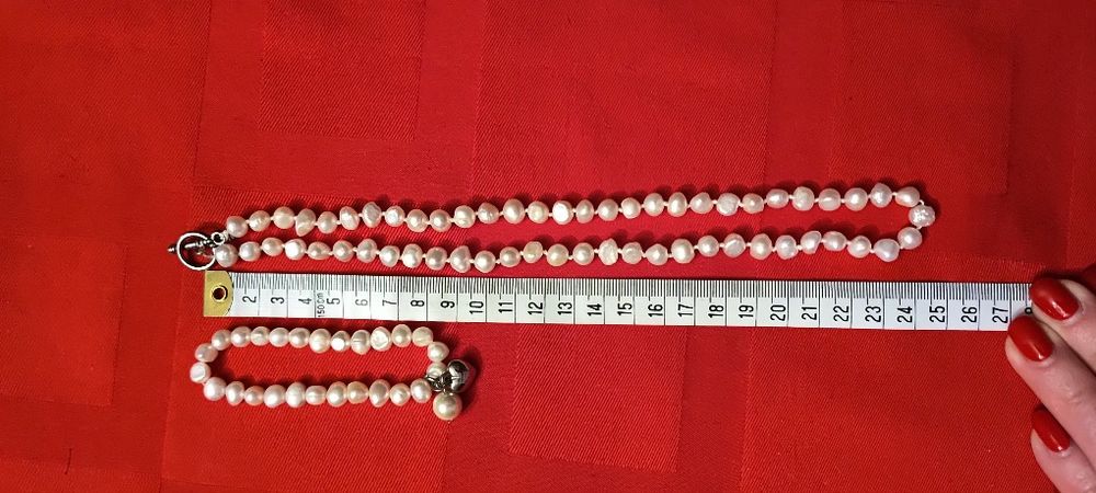 Perły naturalne słodkowodne,  komplet