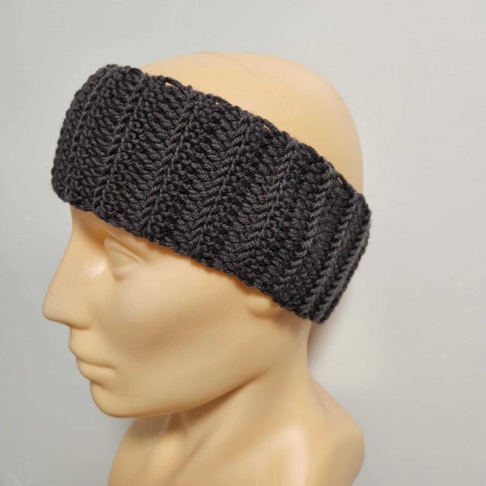 Opaska na głowę zimowa handmade wełna merino 100% brązowa mokka