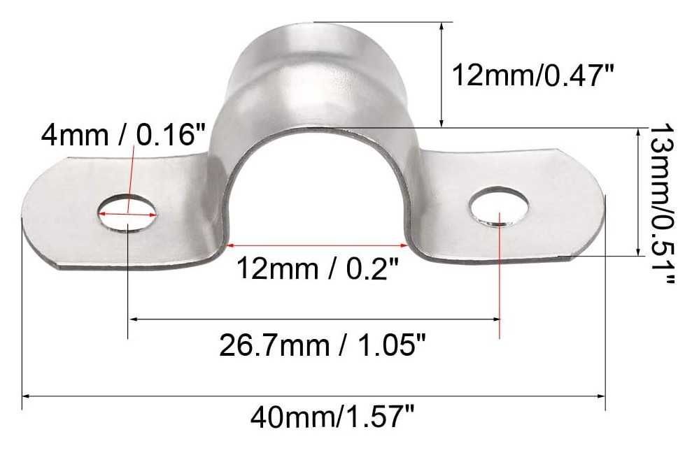 Obejma do rur 12mm 10 sztuk, stal nierdzewna Sourcing map