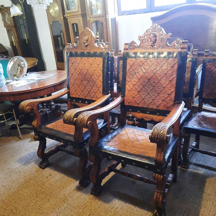 Stary piękny kpl pałacowy XIX W  dwa trony i 4 krzesła