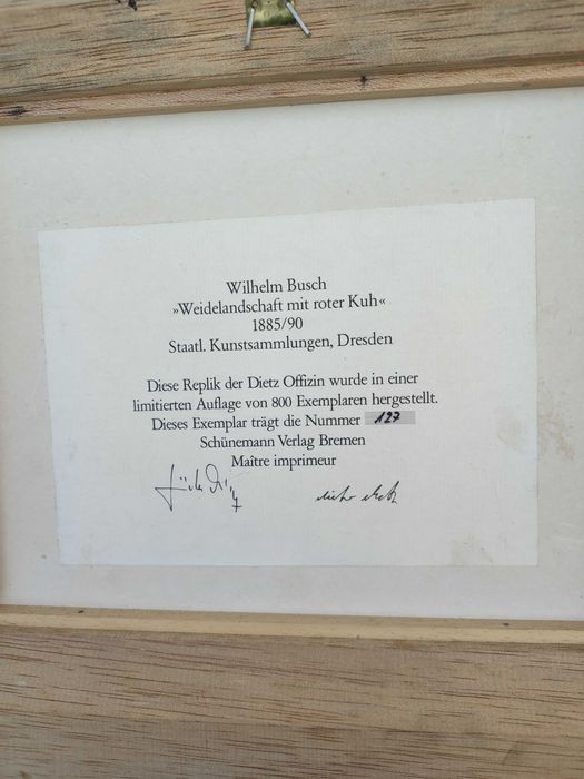 Replika Obrazu Wilhelma Buscha - Certyfikat - Śliczna rama - Design -