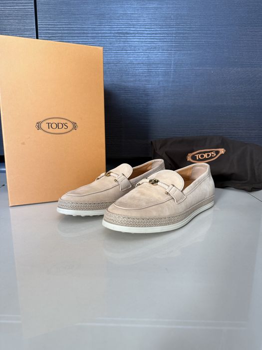 Mokasyny Tod's model Gomma Rafia Suede T Ring Loafers 38.5