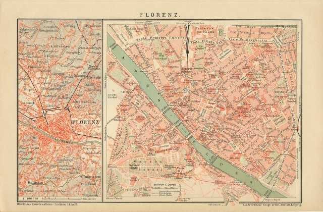 Florencja  oryginalny XIX w. plan miasta